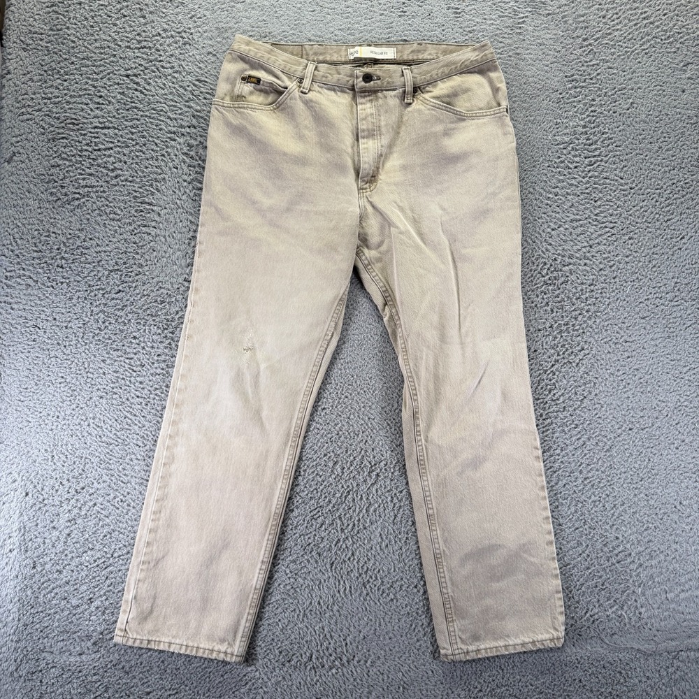 Lee Jeans Mens 38x30 Beige Cotton Denim Straight Leg Workwear Streetwear Travel